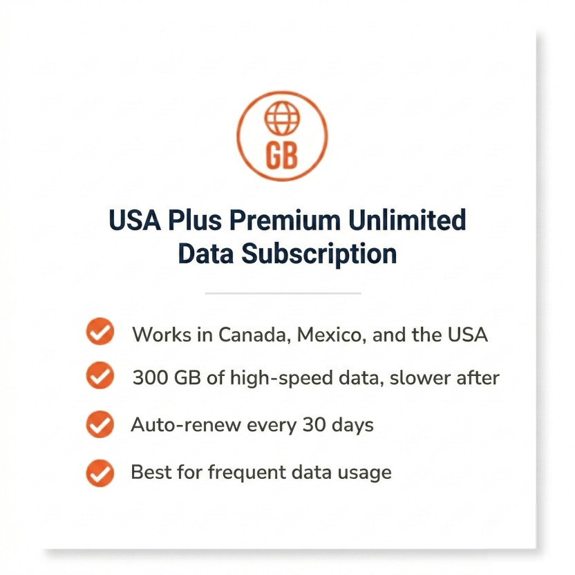 USA Plus Premium Unlimited Data Subscription